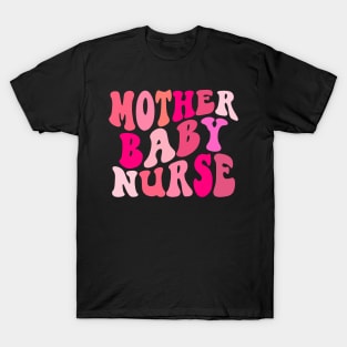 Retro Groovy Mother Baby Nurse Squad Happy Valentines Day T-Shirt